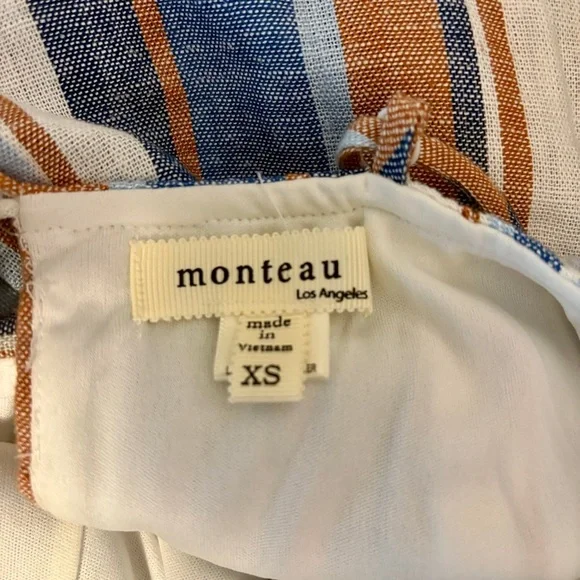 Monteau Multicolor Linen Jumpsuit Halter w/ Belt Wide Leg Crop Size Extra Small - Picture 10 of 12